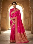 RICH LOOK BANARASI SILK WEAVING WORK SAREE WITH UNSTITCHED BLOUSE RANI