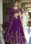RICH LOOK CHINON SILK EMBROIDERY SEQUENCE WORK LEHENGA CHOLI WITH DUPATTA PURPLE