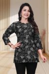 RICH LOOK COTTON DIGITAL PRINT WORK TOP BLACK