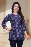 RICH LOOK COTTON DIGITAL PRINT WORK TOP BLUE