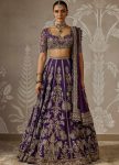 RICH LOOK FAUX GEORGETTE SEQUENCE AND  ZARI  WITH DORI WORK  LEHENGA BLOUSE WITH DUPATTA PURPLE