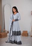 RICH LOOK GEORGETTE EMBROIDERY & THREAD WORK TOP PALAZZO WITH DUPATTA PASTEL BLUE