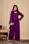 RICH LOOK GEORGETTE EMBROIDERY WORK TOP PALAZZO WITH DUPATTA PURPLE