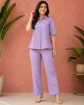 RICH LOOK RADO CRUSH VISCOSE PLAIN CO-ORD SET LAVENDER