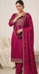 RICH LOOK RAYON EMBROIDERY WORK TOP BOTTOM WITH DUPATTA PINK