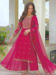 RICH LOOK ROMAN SHIMMER BEADS AND EMBROIDERY & SEQUENCE WITH  LACE BORDER WORK TOP BOTTOM WITH DUPATTA RANI