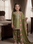 TRADITIONAL SILK EMBROIDERY WORK TOP PATIYALA WITH DUPATTA GREEN