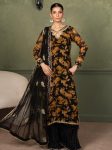 TRENDING EMBROIDERY FAUX GEOGETTE  SEQUENCE WORK WITH DIGITAL PRINT WORK TOP PALAZZO WITH DUPATTA BLACK