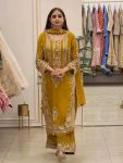 TRENDING FAUX GEORGETTE EMBROIDERY SEQUENCE WORK TOP PALAZZO WITH DUPATTA FESTIVE WEAR WHOLESALE PRICE ETHNIC GARMENT (13)