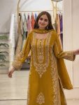TRENDING FAUX GEORGETTE EMBROIDERY SEQUENCE WORK TOP PALAZZO WITH DUPATTA FESTIVE WEAR WHOLESALE PRICE ETHNIC GARMENT (13)