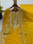 TRENDING FAUX GEORGETTE EMBROIDERY SEQUENCE WORK TOP PALAZZO WITH DUPATTA FESTIVE WEAR WHOLESALE PRICE ETHNIC GARMENT (13)