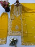TRENDING FAUX GEORGETTE EMBROIDERY SEQUENCE WORK TOP PALAZZO WITH DUPATTA FESTIVE WEAR WHOLESALE PRICE ETHNIC GARMENT (13)