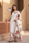 TRENDING GEORGETTE EMBROIDERY THREAD WORK TOP PALAZZO WITH DUPATTA WHITE