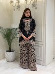 TRENDING GEORGETTE ZARI & SEQUENCE EMBROIDERY WORK TOP PALAZZO WITH DUPATTA BLACK