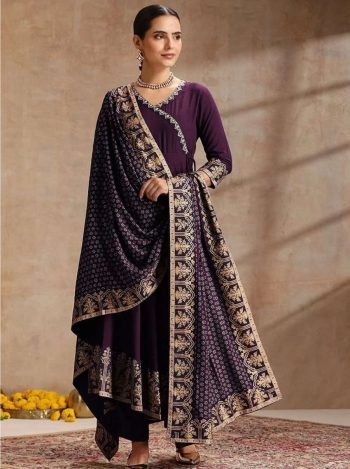 TRENDING RAYON EMBROIDERY WITH FOIL PRINT WORK ANARKALI BOTTOM WITH DUPATTA WINE