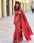 TRENDING SOFT LICHI SILK JACQUARD WORK SAREE WITH UNSTITCHED BLOUSE RED