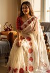 TRENDING SPACE SILK APLIC WORK WITH SEQUENCE  EMBROIDERY WORK SAREE WITH UNSTITCHED BLOUSE MAROON
