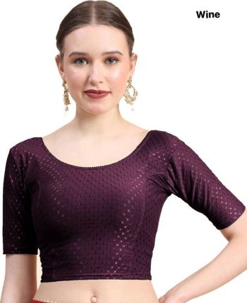 NEW ARRIVAL DOBBY COTTON LYCRA SELF DOTTED WORK STITCHED BLOUSE WINE