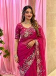 15DESIGNER TABBY SILK EMBROIDERY CUTWORK ARCO BORDER SAREE WITH UNSTITCHED BLOUSE WEDDING WEAR WHOLESALE PRICE ETHNIC GARMENT (31)