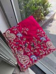 15DESIGNER TABBY SILK EMBROIDERY CUTWORK ARCO BORDER SAREE WITH UNSTITCHED BLOUSE WEDDING WEAR WHOLESALE PRICE ETHNIC GARMENT (31)