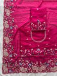 15DESIGNER TABBY SILK EMBROIDERY CUTWORK ARCO BORDER SAREE WITH UNSTITCHED BLOUSE WEDDING WEAR WHOLESALE PRICE ETHNIC GARMENT (31)