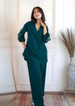RICH LOOK SLUB COTTON EMBROIDERY WORK CO-ORD SET TEAL
