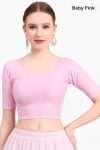 NEW ARRIVAL DOBBY COTTON LYCRA SELF DOTTED WORK STITCHED BLOUSE BABY PINK