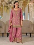 DESIGNER DOLA EMBROIDERY WORK TOP PALAZZO WITH DUPATTA PINK