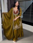 DESIGNER NC MOSS EMBROIDERY SEQUENCE WORK TOP PALAZZO WITH DUPATTA MEHNDI