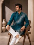 1MODERN CRUNCHY FINE BEADS WORK & DETAILED EMBROIDERY MEN’S KURTA PAYJAMA SET RECEPTION WEAR WHOLESALE PRICE ETHNIC GARMENT (16)