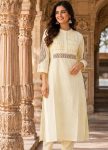 DESIGNER COTTON EMBROIDERY WORK TOP PENT SET OFF WHITE