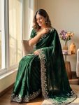 2DESIGNER TWO TONE SPACE SILK SEQUANCE AND ZARI EMBROIDERY WORK SAREE WITH STITCHED BLOUSE WEDDING WEAR WHOLESALE PRICE ETHNIC GARMENT (6)