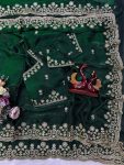2DESIGNER TWO TONE SPACE SILK SEQUANCE AND ZARI EMBROIDERY WORK SAREE WITH STITCHED BLOUSE WEDDING WEAR WHOLESALE PRICE ETHNIC GARMENT (6)