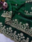 2DESIGNER TWO TONE SPACE SILK SEQUANCE AND ZARI EMBROIDERY WORK SAREE WITH STITCHED BLOUSE WEDDING WEAR WHOLESALE PRICE ETHNIC GARMENT (6)