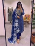 LATEST MORGAN SILK DIGITAL PRINT TOP BOTTOM WITH DUPATTA BLUE