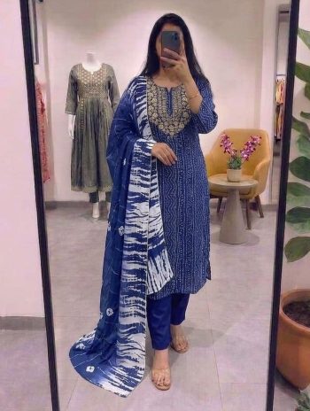 LATEST MORGAN SILK DIGITAL PRINT TOP BOTTOM WITH DUPATTA BLUE