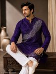 2MODERN CRUNCHY FINE BEADS WORK & DETAILED EMBROIDERY MEN’S KURTA PAYJAMA SET RECEPTION WEAR WHOLESALE PRICE ETHNIC GARMENT (20)