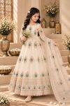 3DESIGNER FENDY SILK EMBROIDERY THREDS & ZARI SEQUENCE WORK KID’S GOWN BOTTOM WITH DUPATTA WEDDING WEAR WHOLESALE PRICE ETHNIC GARMENT (1)