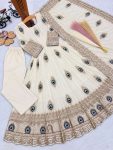 3DESIGNER FENDY SILK EMBROIDERY THREDS & ZARI SEQUENCE WORK KID’S GOWN BOTTOM WITH DUPATTA WEDDING WEAR WHOLESALE PRICE ETHNIC GARMENT (1)