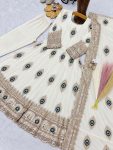3DESIGNER FENDY SILK EMBROIDERY THREDS & ZARI SEQUENCE WORK KID’S GOWN BOTTOM WITH DUPATTA WEDDING WEAR WHOLESALE PRICE ETHNIC GARMENT (1)