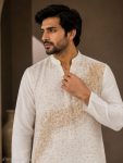 3MODERN CRUNCHY FINE BEADS WORK & DETAILED EMBROIDERY MEN’S KURTA PAYJAMA SET RECEPTION WEAR WHOLESALE PRICE ETHNIC GARMENT (28)
