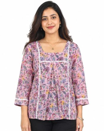 MODERN RAYON SLUB  DIGITAL PRINT WORK TOPLAVENDER