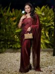 DESIGNER FENDY SATIN KHATLI CUT DANA HANDWORK ALONG WITH  ARC BORDER SAREE WITH UNSTITCHED BLOUSE MAROON