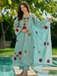 8RICH LOOK CHANDERI SILK EMBROIDERY WORK TOP BOTTOM WITH DUPATTA FESTIVE WEAR WHOLESALE PRICE ETHNIC GARMENT (10)