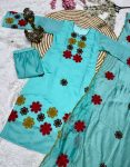 8RICH LOOK CHANDERI SILK EMBROIDERY WORK TOP BOTTOM WITH DUPATTA FESTIVE WEAR WHOLESALE PRICE ETHNIC GARMENT (10)