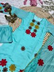 8RICH LOOK CHANDERI SILK EMBROIDERY WORK TOP BOTTOM WITH DUPATTA FESTIVE WEAR WHOLESALE PRICE ETHNIC GARMENT (10)