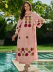 RICH LOOK CHANDERI SILK EMBROIDERY WORK TOP BOTTOM WITH DUPATTA PEACH