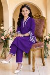 ATTRACTIV  COTTON BLEND  EMBROIDERY WORK KID'S TOP DUPATTA PURPLE