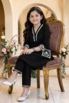 ATTRACTIV  COTTON BLEND  EMBROIDERY WORK KID'S TOP DUPATTA BLACK