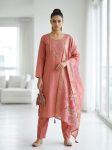 ATTRACTIV VISCOSE ROMAN HAND WORK TOP BOTTOM WITH DUPATTA BABY PINK